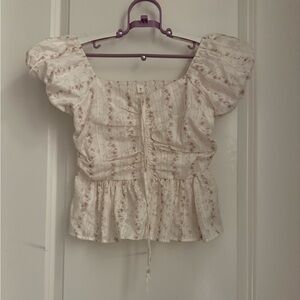 Floral Puff Sleeve Milkmaid Boho Blouse